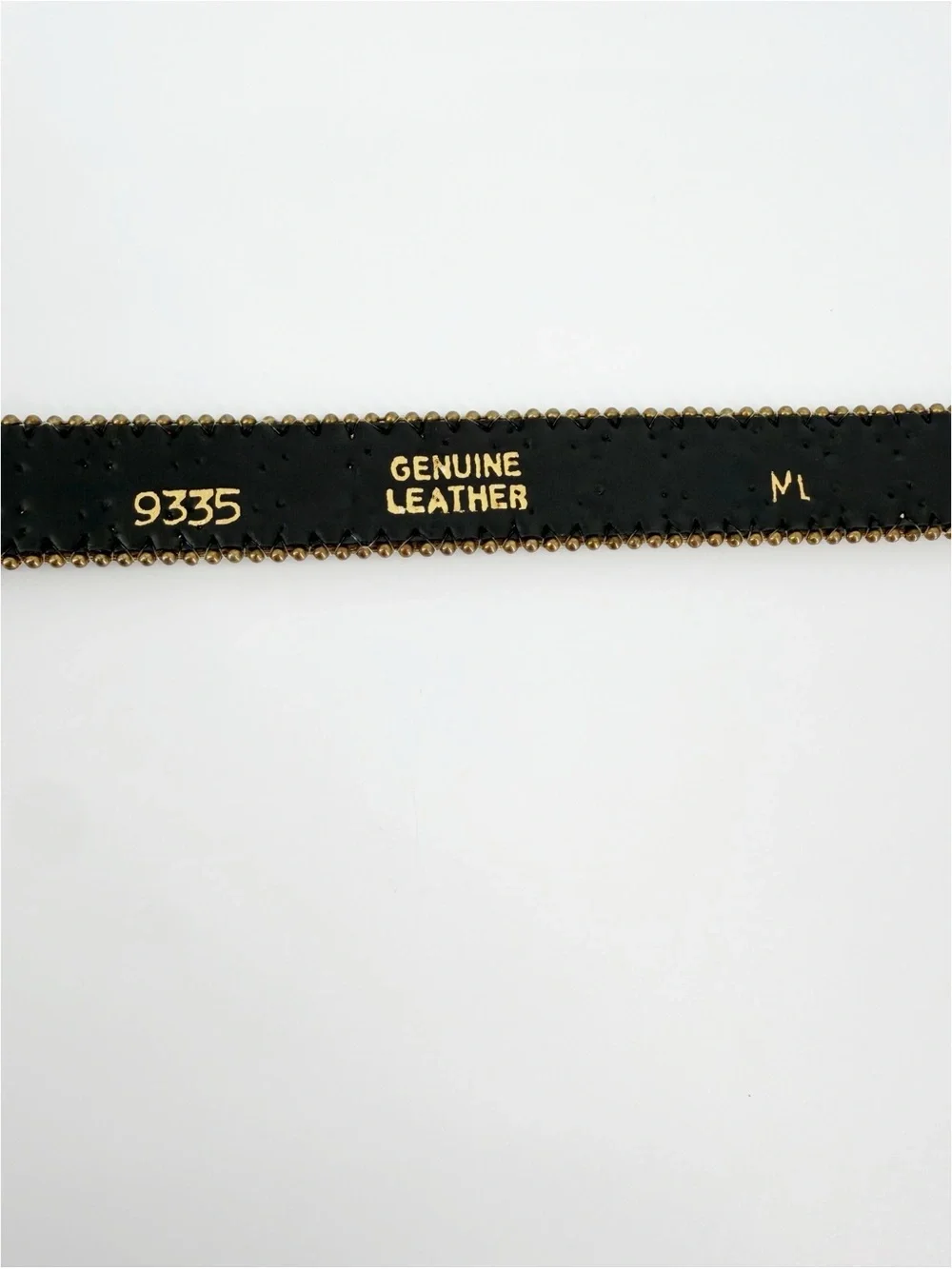 Vintage Leather Belt Brown with Gold Tone Studs & Buckle Medium